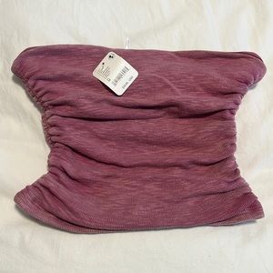 purple strapless crop top